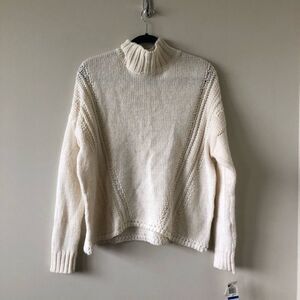 NWT-Maison Jules Cream Wool Blend Mock Turtleneck